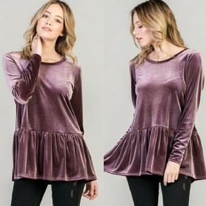 Velvet Plum Peplum Top